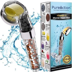 PureAction Vitamin C Shower Head Filter with Hose & Replacement Filters Hard Water Softener  Chlorine & Fluoride Filter Water Purifying Filtered